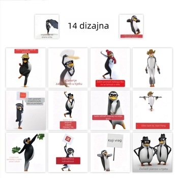 Paket naljepnica s pingvinima emotikonima, 500 komada, 14 listova, 50 g, tisak