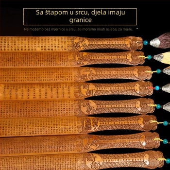 Pravilo od drveta breskve, ručno izrađeno, s mjernom skalom, moguć tisk logotipa