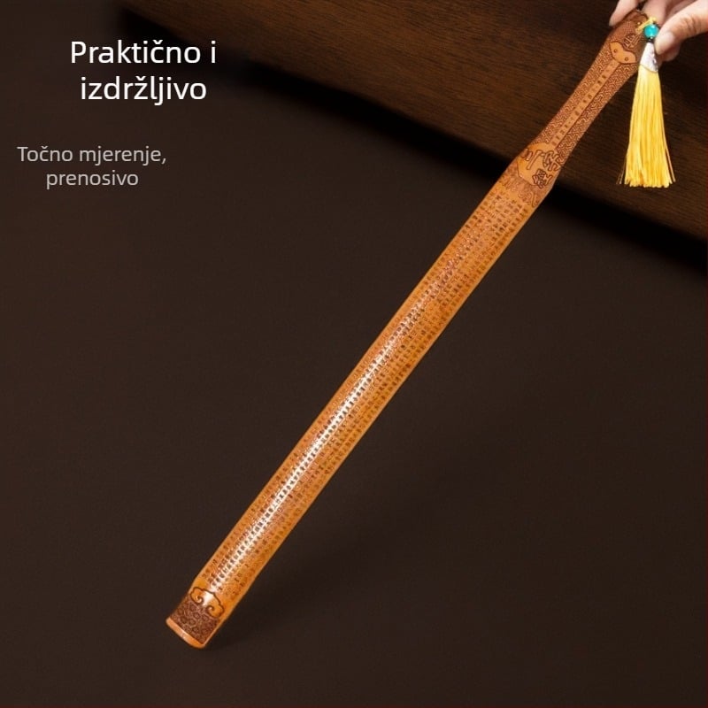 Pravilo od drveta breskve, ručno izrađeno, s mjernom skalom, moguć tisk logotipa