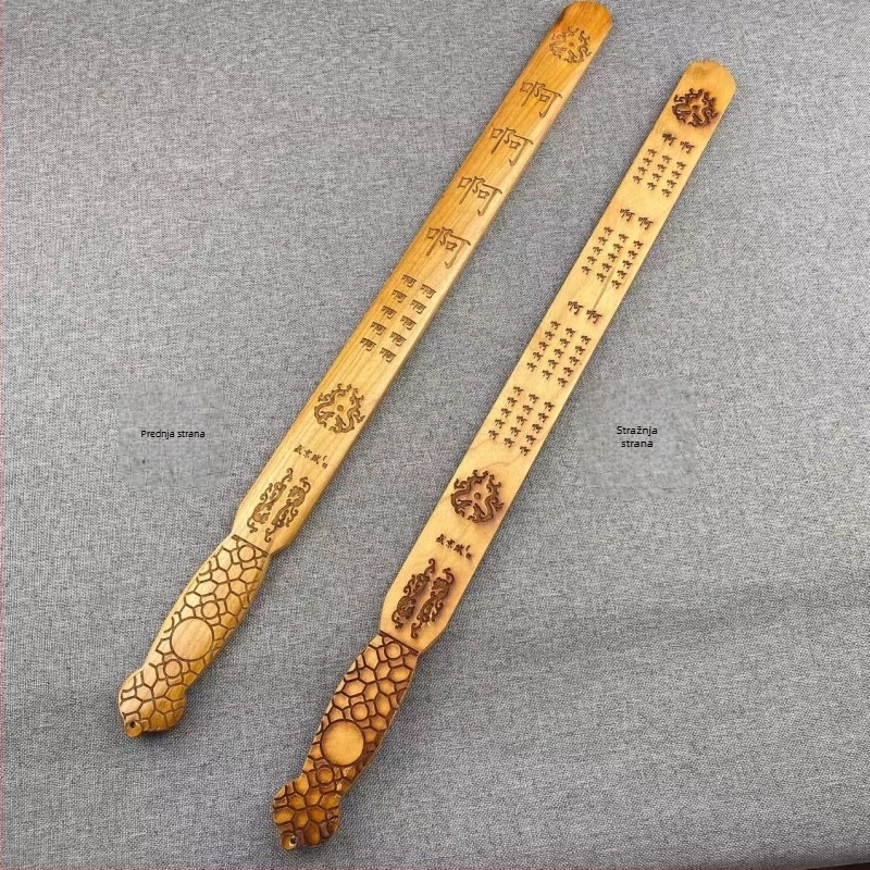 Pravilo od drveta breskve, ručno izrađeno, s mjernom skalom, moguć tisk logotipa