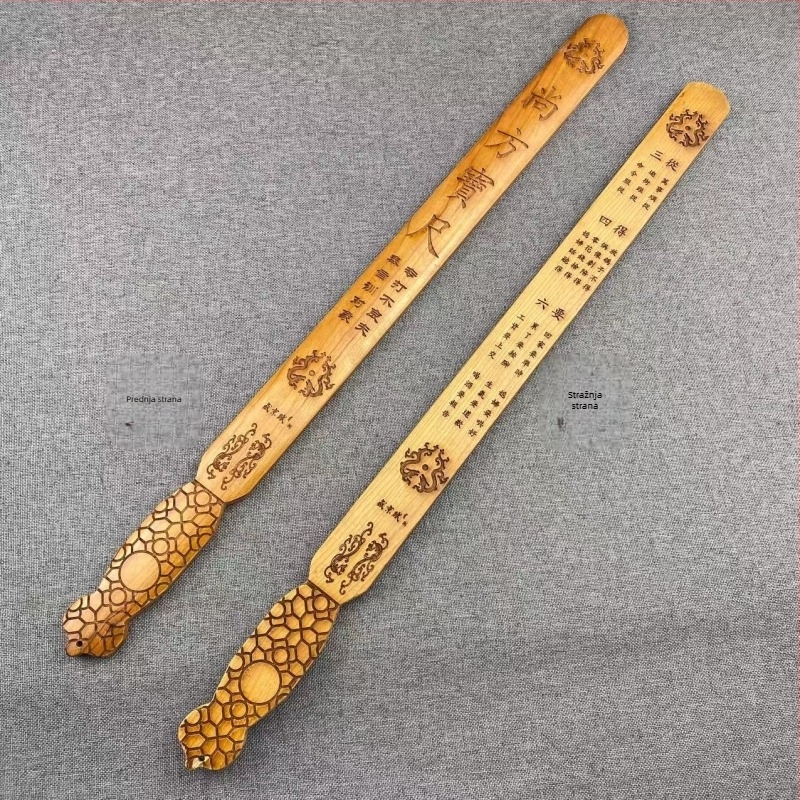 Pravilo od drveta breskve, ručno izrađeno, s mjernom skalom, moguć tisk logotipa