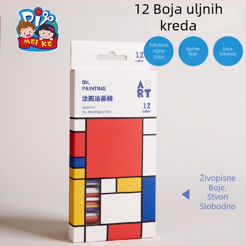 Set za djecu: 12 boja maslenih pastelnih štapića, voskaste bojice, bojice i akvarelni markeri - MEI KE M5031, osnovne umjetničke potrepštine