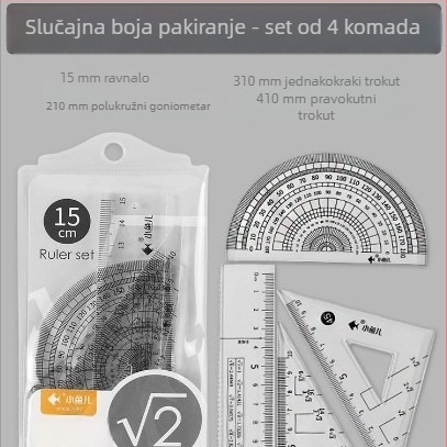 Li cao KBX306B plastični set ravnala s centimetarskom skalom, idealan poklon za rođendan i maturu