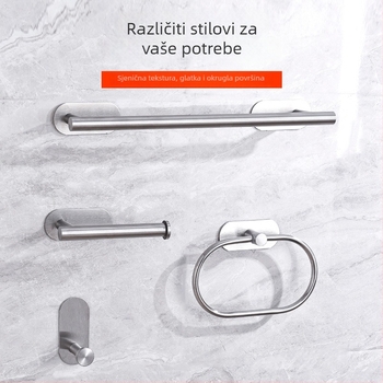 Set držača za ručnike od nehrđajućeg čelika bez bušenja – nosivost 10 kg, uključuje držač za ručnike, prsten, jednoručnu šipku, kukicu i držač papirnate maramice