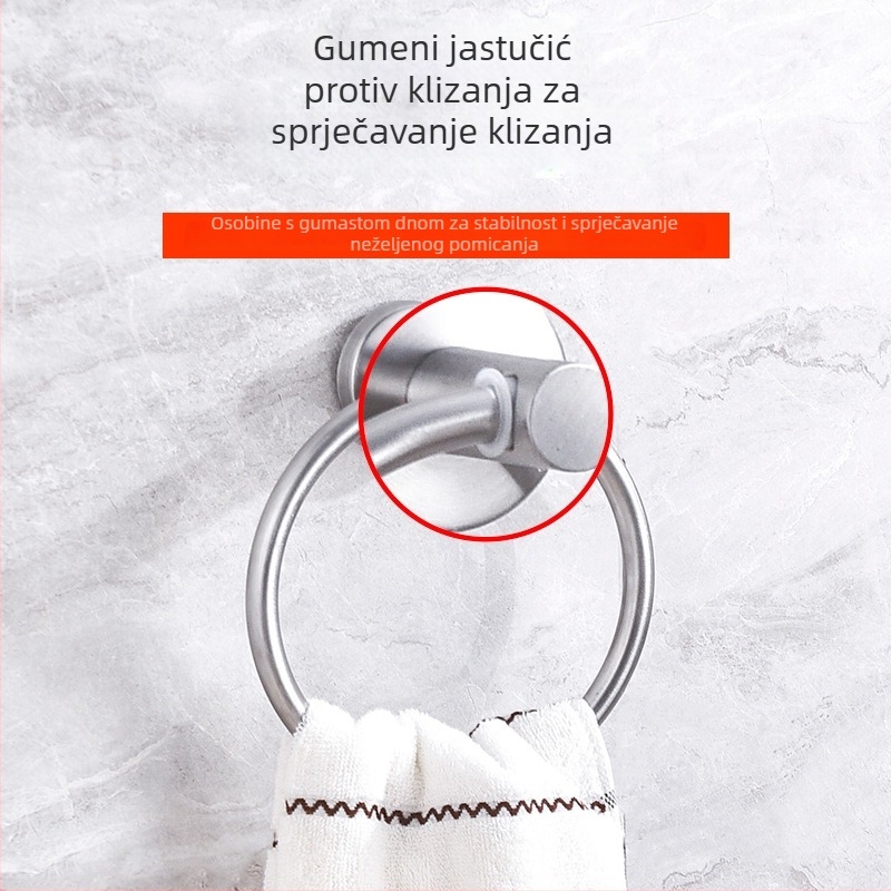 Set držača za ručnike od nehrđajućeg čelika bez bušenja – nosivost 10 kg, uključuje držač za ručnike, prsten, jednoručnu šipku, kukicu i držač papirnate maramice