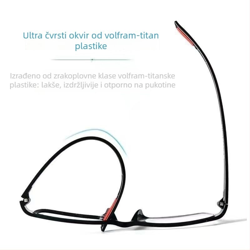 Naočale za čitanje, ultra lagane, zaštita od plave svjetlosti, UV i radijacijska otpornost, puni okvir, ovalni okvir, plastično-metalni okvir