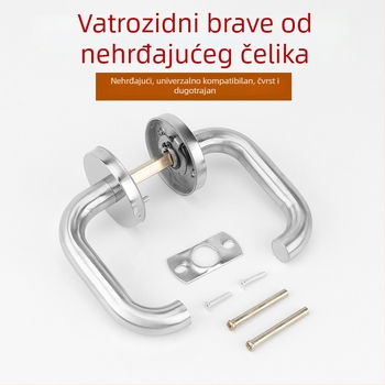 Ručka za protupožarna vrata od nehrđajućeg čelika s okruglim cilindričnim profilom – CB-SIA, ručka s mehanizmom zaključavanja za protupožarna vrata i hodnike, moderni minimalistički dizajn
