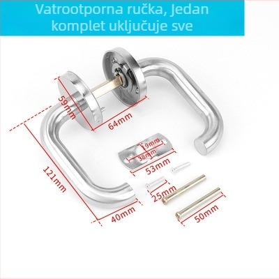 Ručka za protupožarna vrata od nehrđajućeg čelika s okruglim cilindričnim profilom – CB-SIA, ručka s mehanizmom zaključavanja za protupožarna vrata i hodnike, moderni minimalistički dizajn