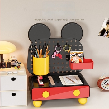 Prozirna kutija za stolnu pohranu 8701, plastika, 18L kapaciteta, Višenamjenski organizator za kozmetiku i uredski pribor, Cartoon sladak stil, Pogodna za dnevni boravak, spavaću sobu i radnu sobu