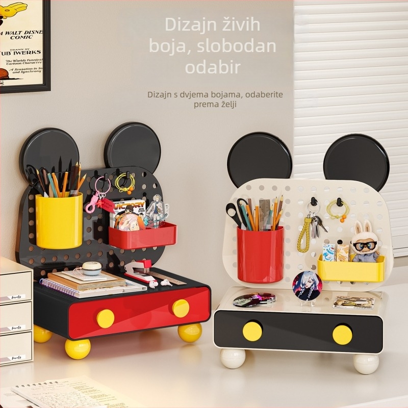 Prozirna kutija za stolnu pohranu 8701, plastika, 18L kapaciteta, Višenamjenski organizator za kozmetiku i uredski pribor, Cartoon sladak stil, Pogodna za dnevni boravak, spavaću sobu i radnu sobu