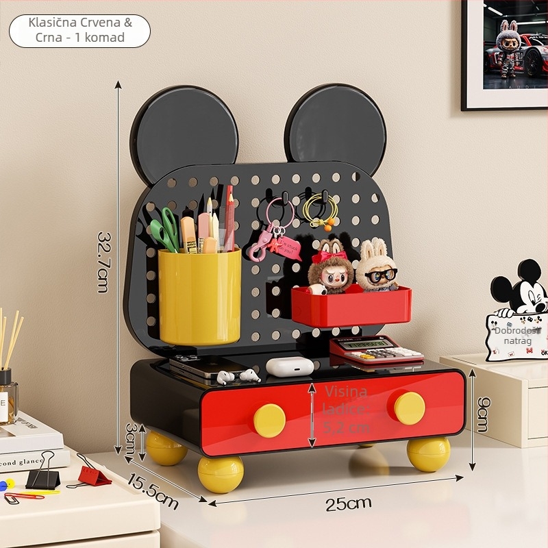 Prozirna kutija za stolnu pohranu 8701, plastika, 18L kapaciteta, Višenamjenski organizator za kozmetiku i uredski pribor, Cartoon sladak stil, Pogodna za dnevni boravak, spavaću sobu i radnu sobu