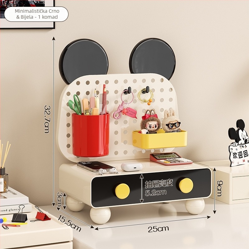 Prozirna kutija za stolnu pohranu 8701, plastika, 18L kapaciteta, Višenamjenski organizator za kozmetiku i uredski pribor, Cartoon sladak stil, Pogodna za dnevni boravak, spavaću sobu i radnu sobu