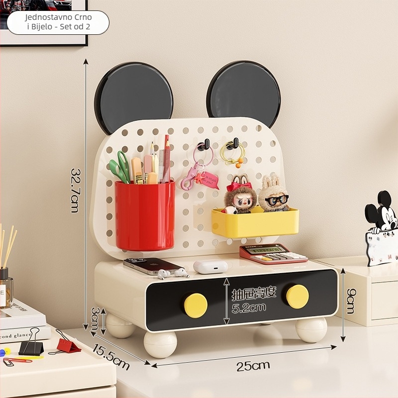 Prozirna kutija za stolnu pohranu 8701, plastika, 18L kapaciteta, Višenamjenski organizator za kozmetiku i uredski pribor, Cartoon sladak stil, Pogodna za dnevni boravak, spavaću sobu i radnu sobu