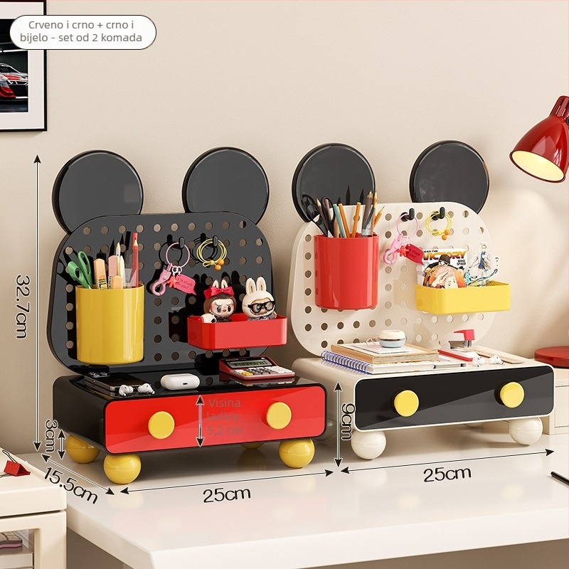 Prozirna kutija za stolnu pohranu 8701, plastika, 18L kapaciteta, Višenamjenski organizator za kozmetiku i uredski pribor, Cartoon sladak stil, Pogodna za dnevni boravak, spavaću sobu i radnu sobu