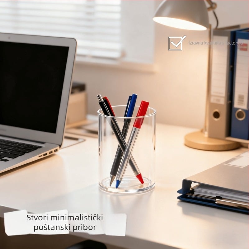 Prozirni kubični držač za olovke od PP plastike, mogućnost otiska logotipa i prilagodbe