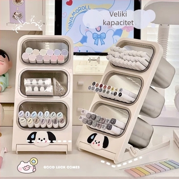 Plastični organizator za olovke s pregradama, 2L kapacitet, model GZ-8801, crtani slatkog stila