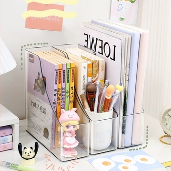 Proziran stolni regal za knjige; plastični materijal; pakiranje: 1 komad; nije uvezen