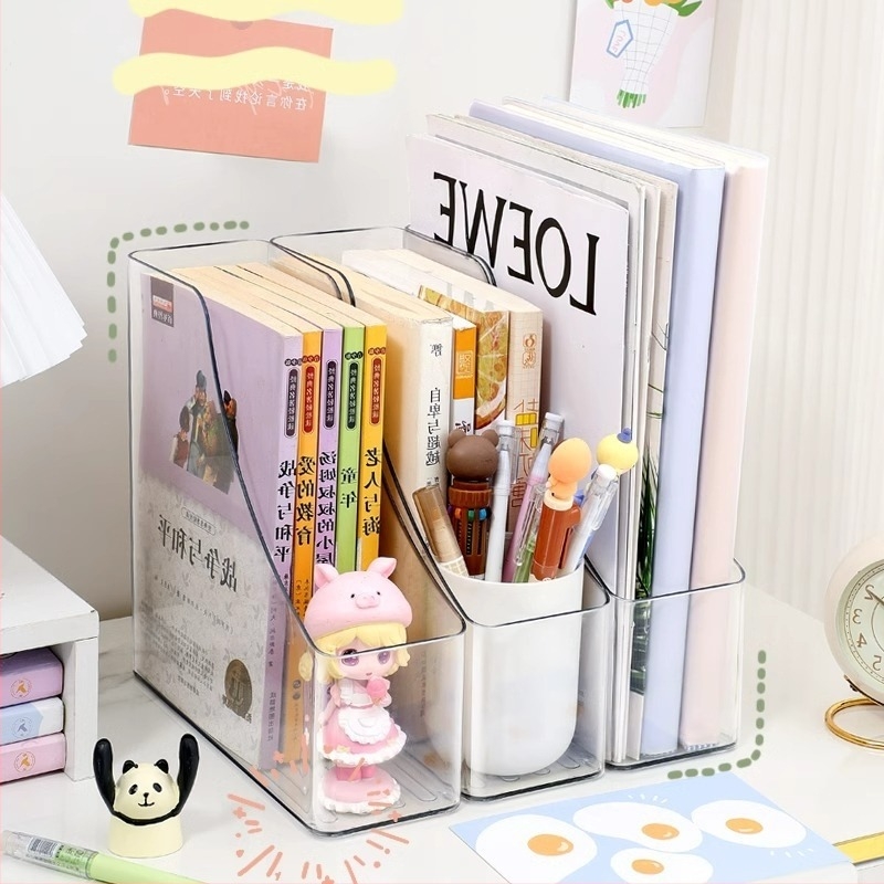 Proziran stolni regal za knjige; plastični materijal; pakiranje: 1 komad; nije uvezen