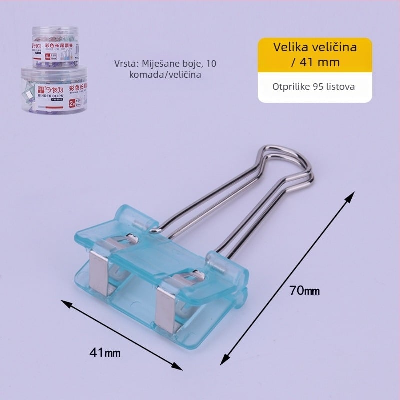 Šareni klip s dugim repom – ručni držač bilješki, plastika i metalna konstrukcija, višenamjenski organizator za karte/dokumente