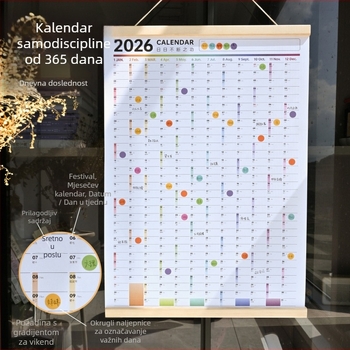 Kalendar za samodisciplinu, tvrdi uvez, specijalni papir, cijela godina, jednostavan i modern dizajn