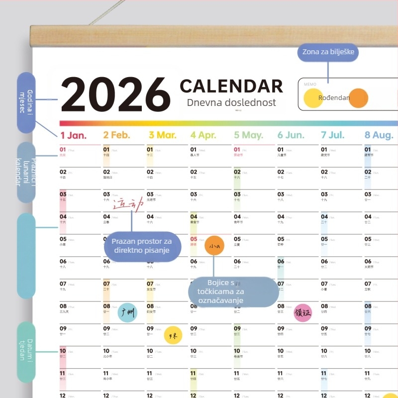 Kalendar za samodisciplinu, tvrdi uvez, specijalni papir, cijela godina, jednostavan i modern dizajn