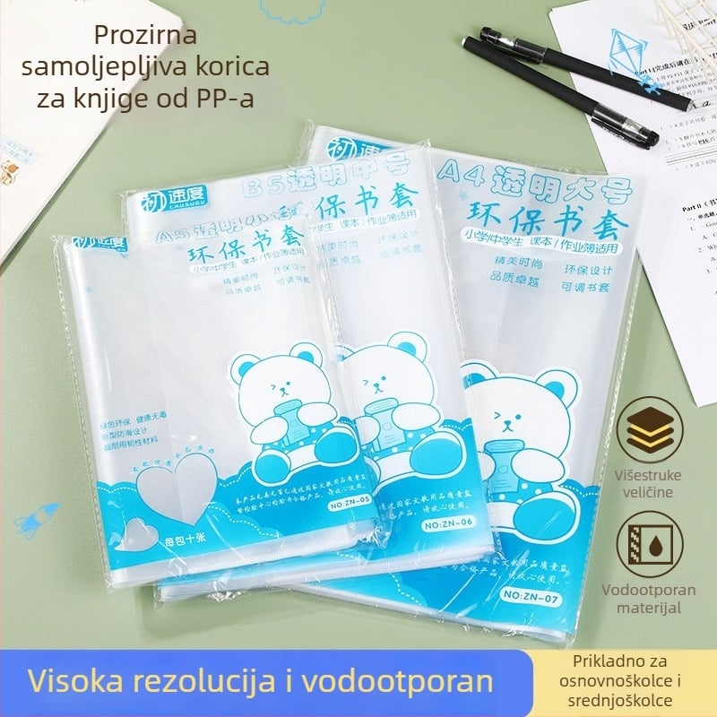PP samoljepljiva zaštitna folija za školske knjige — Marka: Super Genuine; Materijal: PP; Uvoz: Ne; IP dopuštenje: Ne