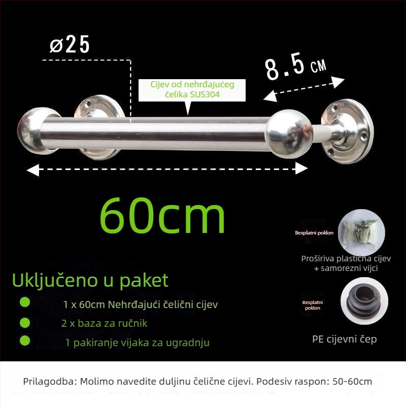 Vijak za ručnike od 304 nehrđajućeg čelika, debeli i produženi, za kupaonicu, CE certifikat, jednoručna, Kuyi