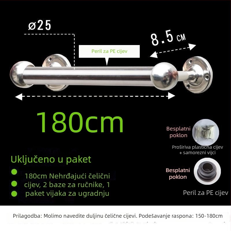 Vijak za ručnike od 304 nehrđajućeg čelika, debeli i produženi, za kupaonicu, CE certifikat, jednoručna, Kuyi