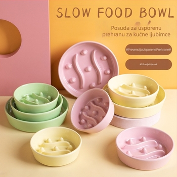 Keramička posuda za sporo hranjenje ljubimaca s zaštitom od gušenja i prevrtanja, za mačke i pse