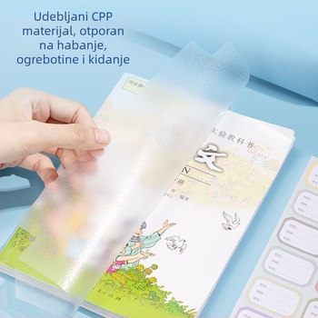 Set samoljepljivih omota za knjige, Jiangsu verzija, prozračni mat film s izrezanim kutom i naljepnicom s imenom, plast