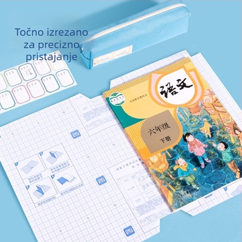 Set samoljepljivih omota za knjige, Jiangsu verzija, prozračni mat film s izrezanim kutom i naljepnicom s imenom, plast