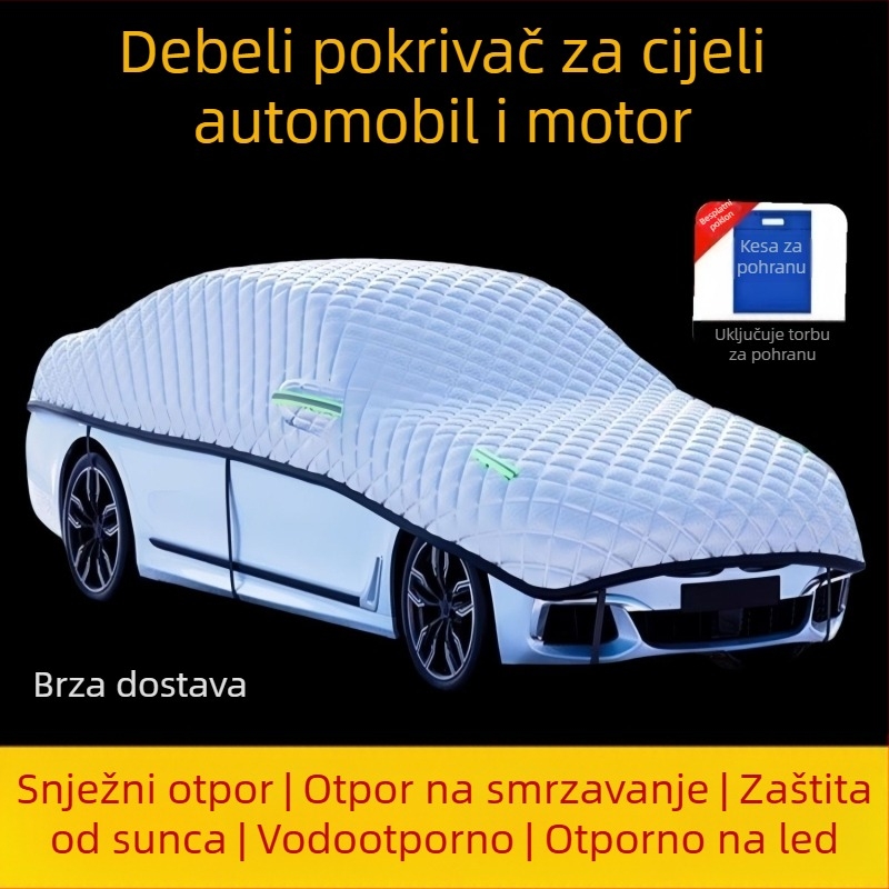 Pokrov za automobil, ojačan, Oxford tkanina, zaštita od grada, zaštita od sunca i toplinska izolacija, univerzalna prilagodba