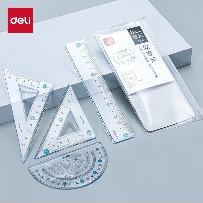 Deli mekano plastično ravnalo za učenike, višenamjenski set za crtanje i mjerenje kutova