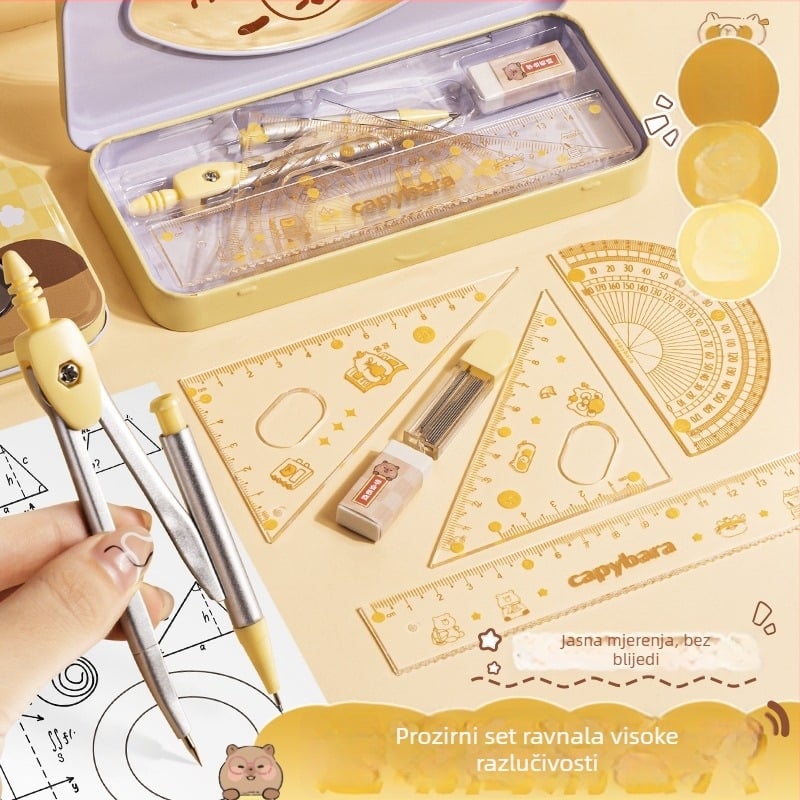 Kaba Bear četverodijelni set ravnala za učenike, model KBX-3114, plastični
