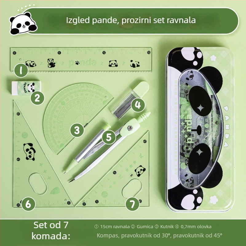 Kaba Bear četverodijelni set ravnala za učenike, model KBX-3114, plastični