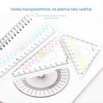 Kokuyo CLCA plastični set ravnala s prozirnim kutomjerom i trokutastim ravnalom, težina 0,095 kg