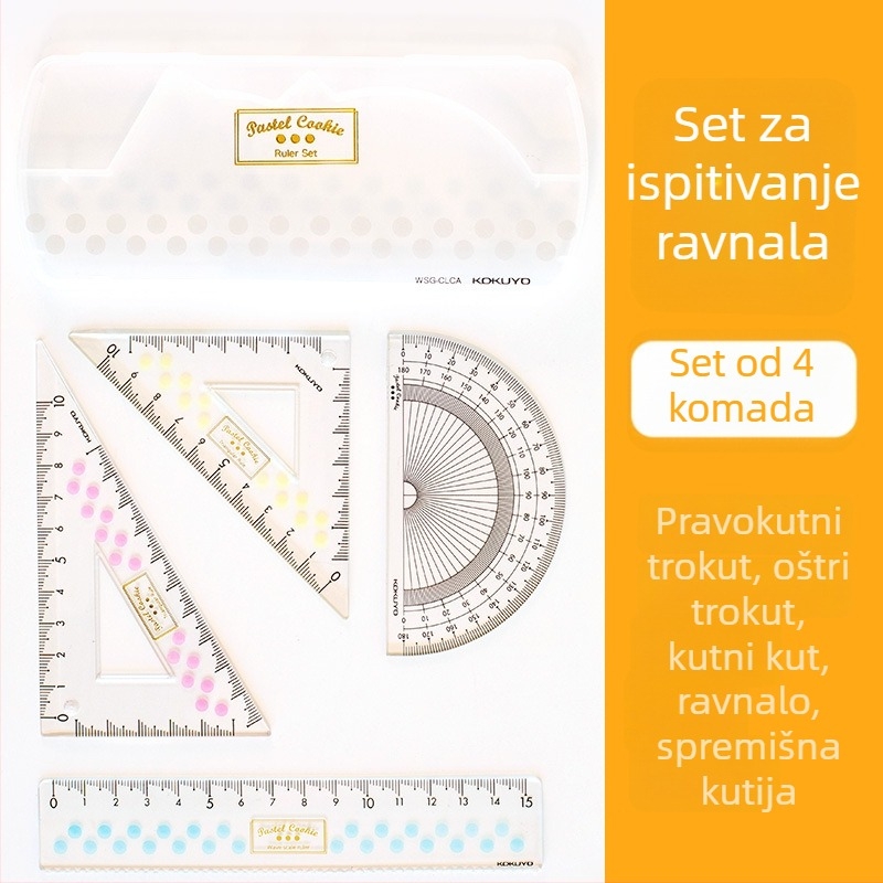 Kokuyo CLCA plastični set ravnala s prozirnim kutomjerom i trokutastim ravnalom, težina 0,095 kg