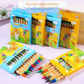 Dječji set uljnih pastelnih bojica u kutiji – model a1229, izbrisivo, papirnato kućište, višebojne nadopune