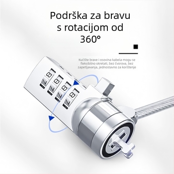 4-znamenkasti brojčani zaključavanje s metalnom užadi za prijenosna računala, model 2005
