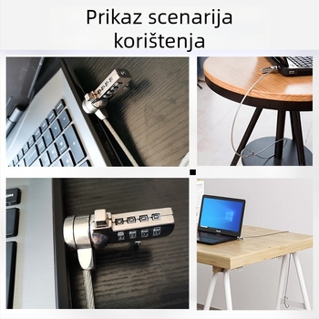 4-znamenkasti brojčani zaključavanje s metalnom užadi za prijenosna računala, model 2005