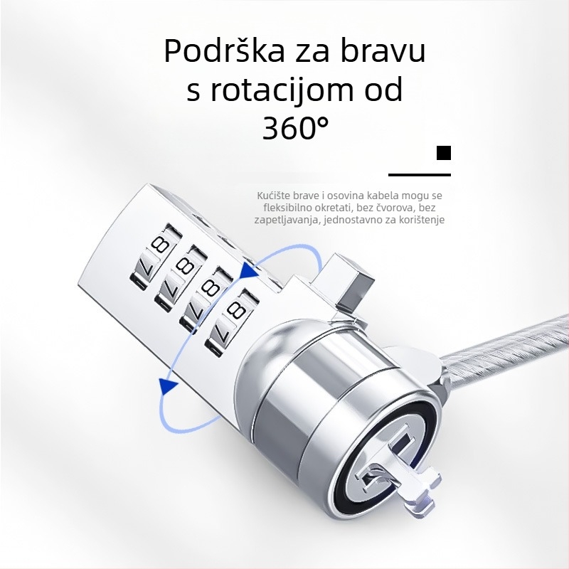 4-znamenkasti brojčani zaključavanje s metalnom užadi za prijenosna računala, model 2005