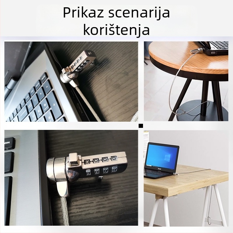 4-znamenkasti brojčani zaključavanje s metalnom užadi za prijenosna računala, model 2005