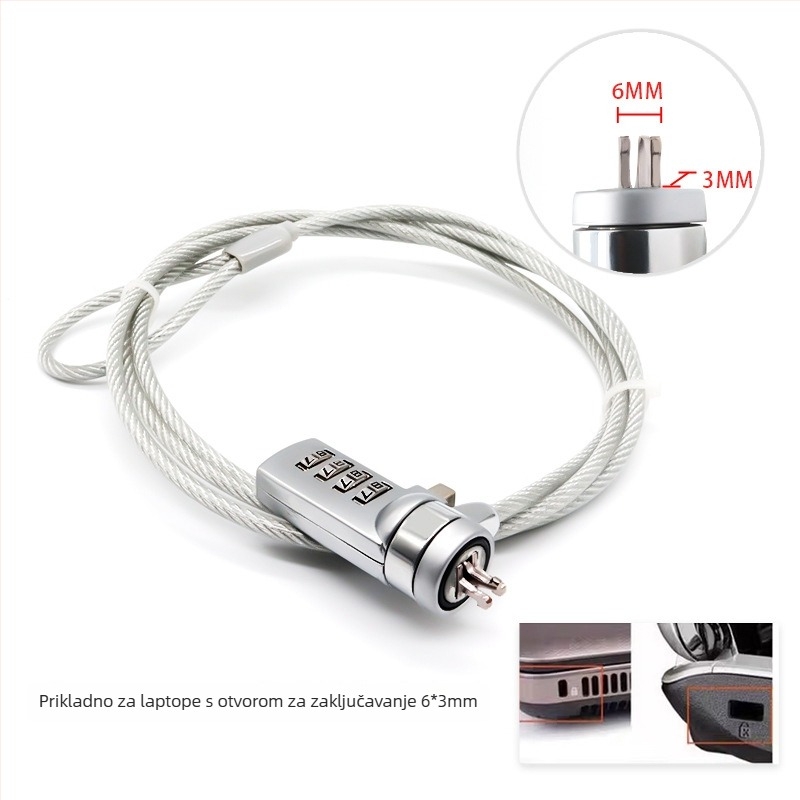 4-znamenkasti brojčani zaključavanje s metalnom užadi za prijenosna računala, model 2005