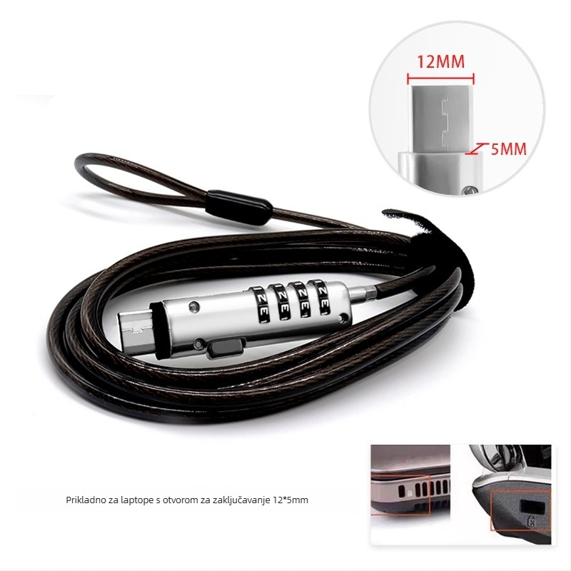 4-znamenkasti brojčani zaključavanje s metalnom užadi za prijenosna računala, model 2005