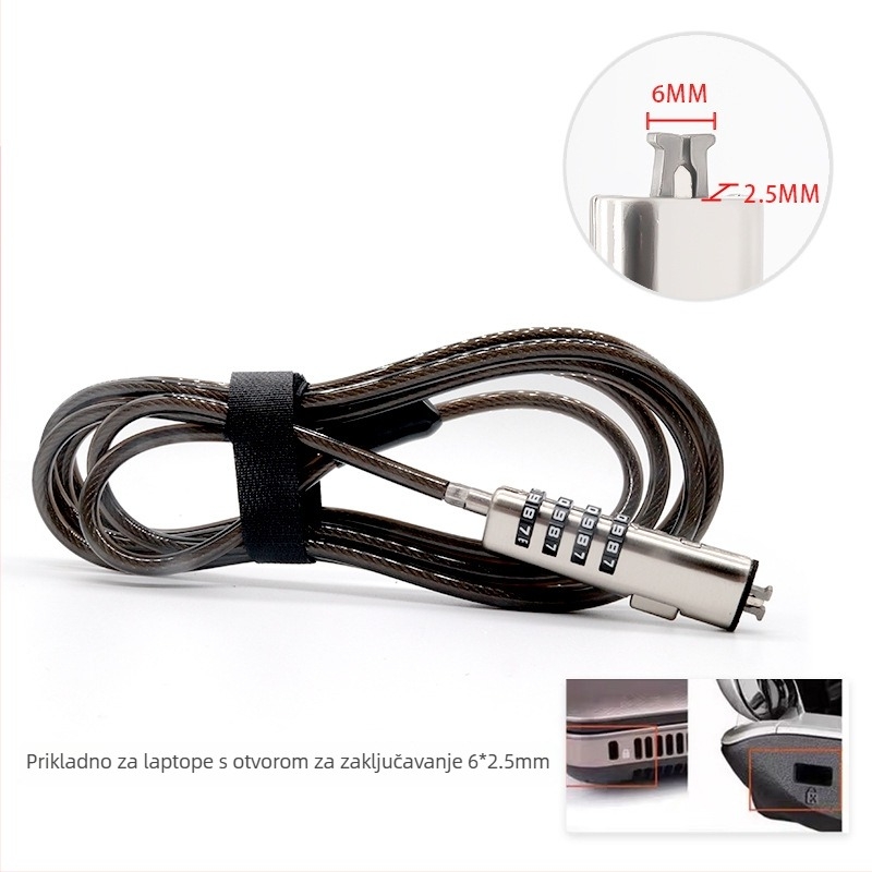 4-znamenkasti brojčani zaključavanje s metalnom užadi za prijenosna računala, model 2005