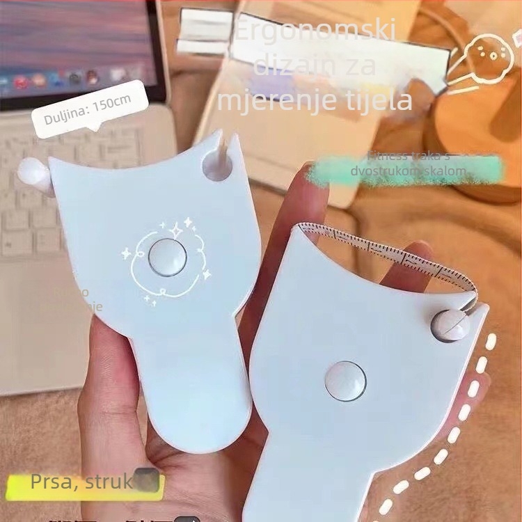 Kućni mjerni alat za tri opsega: struk, prsa i kukovi; dvostruka skala; otporan na habanje; visoka preciznost; automatsko vraćanje; plastični