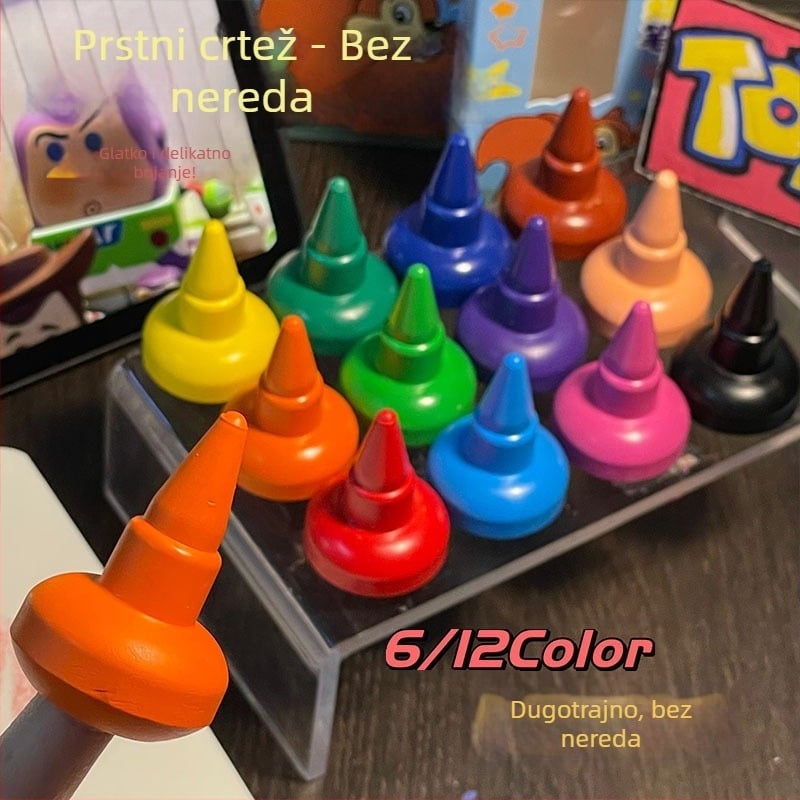 Dječje prstne bojice za crtanje, plastično kućište, moguć tisk logotipa, prilagodba, neto težina 0,07 kg