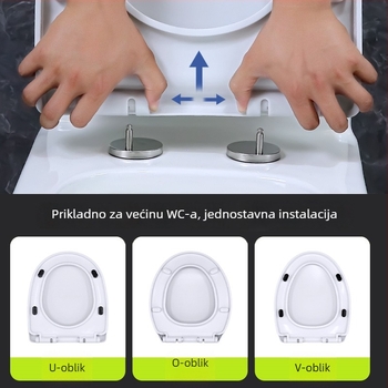 Poklop za WC sjedalo, U-oblik, debeli PP ploči, s amortizerom, podesiva udaljenost rupa 20–40 mm, model 20250802