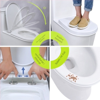 Poklop za WC sjedalo, U-oblik, debeli PP ploči, s amortizerom, podesiva udaljenost rupa 20–40 mm, model 20250802