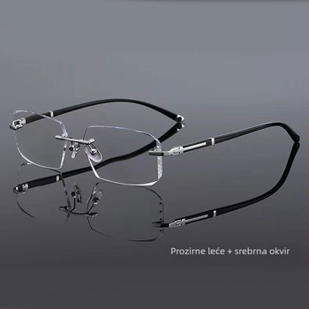 Bezokularne naočale za čitanje s rubom izrezanim dijamantom, anti-plava svjetlost, fotochromne leće, okvir od metala/PC-a, bezokvirne, kompatibilne s dioptrijom, za muškarce i žene